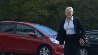 Denise Aubrey arriving at the tribunal