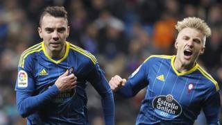 Iago Aspas akisherehekea kuifunga Real Madrid