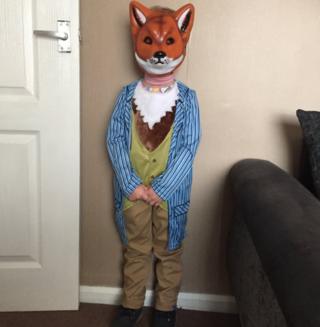 Kiedan-Lee from Bolton in England dressed up as Roald Dahl's Fantastic Mr Fox