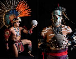 Mexican players Fernando Lopez (left) and Jorge de Jesus Trujillo (right) pose with the rubber ball