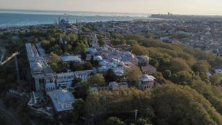 İstanbul Topkapı Sarayı Müzesi ve Ayasofya Müzesi (havadan görüntü)