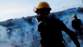 Pro-democracy protesters clash with police during a protest against police violence during previous marches, near China"s Liaison Office, Hong Kong, China July 28, 2019