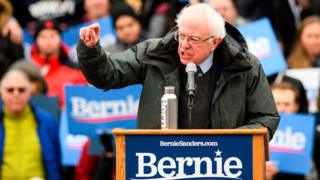 US Senator Bernie Sanders speaks during a rally to kick off his 2020 US presidential campaign
