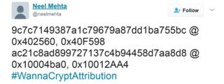 Encrypted tweet message from Neel Mehta