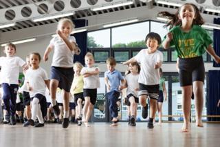 Primary pupils running