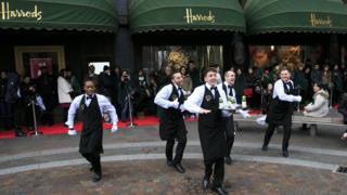 waiters outside Harrods