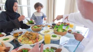 Family eating Eid meal