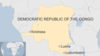 map of DRC showing location of Luena, Lubumbashi and Kinshasa