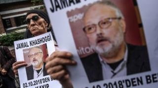 Демонстрация у консульства Саудовской Аравии в Стамбуле, где, по данным турецких спецслужб, был убит Джамаль Хашогги