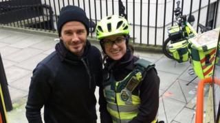 David Beckham poses with Catherine Maynard