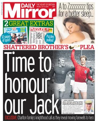 Daily Mirror front page