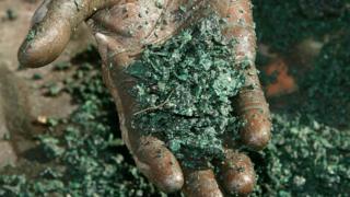 Heterogenite, the ore from which cobalt is extracted
