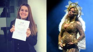 A estudante Molly Inglis e a cantora Beyoncé