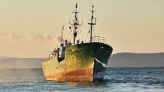 A file picture of a North Korean fishing boat, taken in December 2018