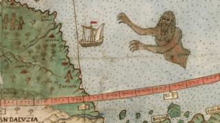¿Qué es esa figura que se aproxima a la costa de Venezuela? (Foto gentileza de David Rumsey Map Collection).