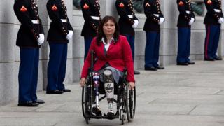 science Tammy Duckworth arrives at a World War II Memorial ceremony to pay tribute to World War II veterans of the Pacific on March 11, 2010