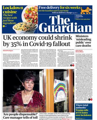Front page of the Guardian