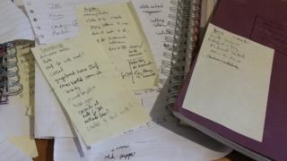scruffy notes and lists