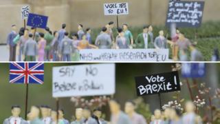 Miniaturas montadas em parque de Bruxelas reproduzem debate do 'Brexit' no Reino Unido