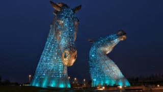 Kelpies lit up