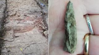 The quarry and a stone fragment