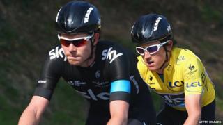 Luke Rowe a Geraint Thomas