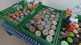 Tins in food bank