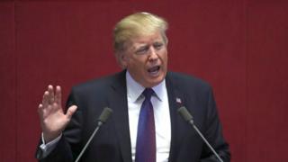 Donald Trump habla en el Congreso de Corea del Sur