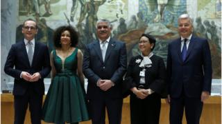 Menlu Retno Marsudi bersama menlu Jerman, Belgia, Republik Dominika dan Afrika Selatan.