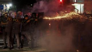 Policiais militares em protesto em SP