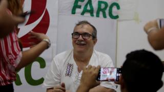 President of the Common Alternative Revolutionary Force (Farc) Rodrigo Londono speaks during an interview in Cartagena, Colombia, 10 December 2019