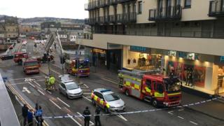 Emergency services at scene of fire