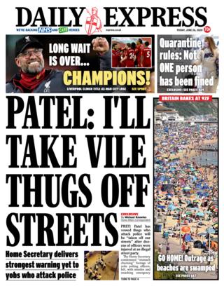 The Daily Express front page 26.06.20