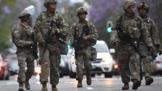 National Guard forces on streets of Hollywood
