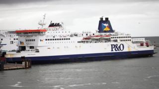 A P&O Ferries ferry docked at Dover