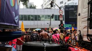 Festival-goers pictured at the Academico bloco