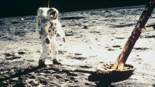 Buzz Aldrin en la luna en 1969