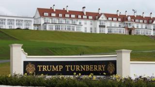 An exterior view of the hotel at the Trump Turnberry golf resort in Turnberry, Scotland