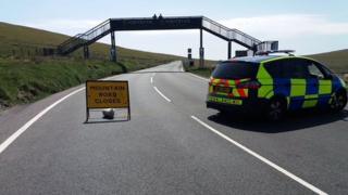 Road closure sign, Isle of Man Mountain Road