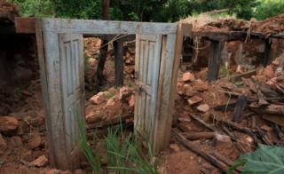 A doorway - all that's left of a house - near Sabin's home