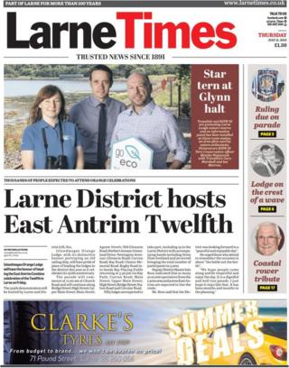 Front page of the Larne Times