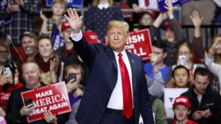 President Trump at a rally in Indiana