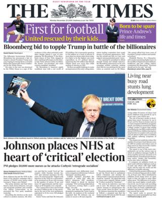 Front page of the Times