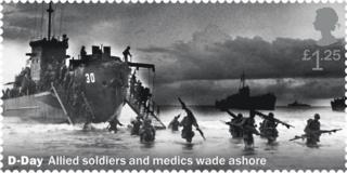 В раздаточном материале Royal Mail изображен один из набора из 11 марок, выпущенных в 2019 году в ознаменование 75-й годовщины высадки в день Д.