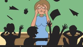 Рисунок - учительница и класс