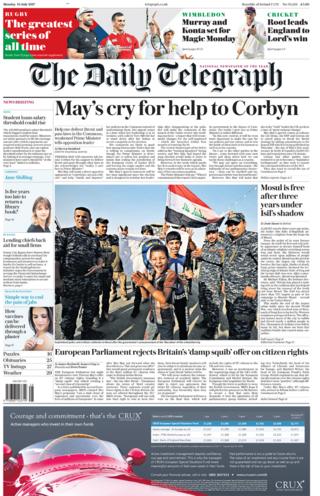Telegraph front page