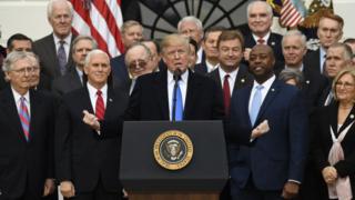 Donald Trump celebra la aprobación de la reforma fiscal