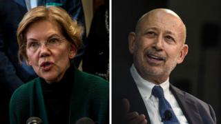 Elizabeth Warren and Lloyd Blankfein composite image