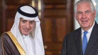 Suudi Arabistan Dışişleri Bakanı Adil Bin Ahmed el-Cubeyr ve ABD Dışişleri Bakanı Rex Tillerson