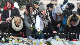 Hundreds gathered in Strasbourg to honour the victims on Sunday